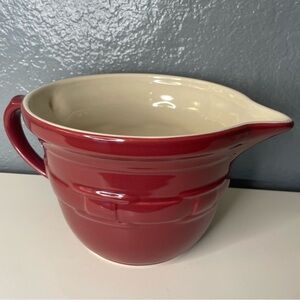 Longaberger Pottery 2 quart Paprika Batter Bowl Red Mixing Bowl with handle